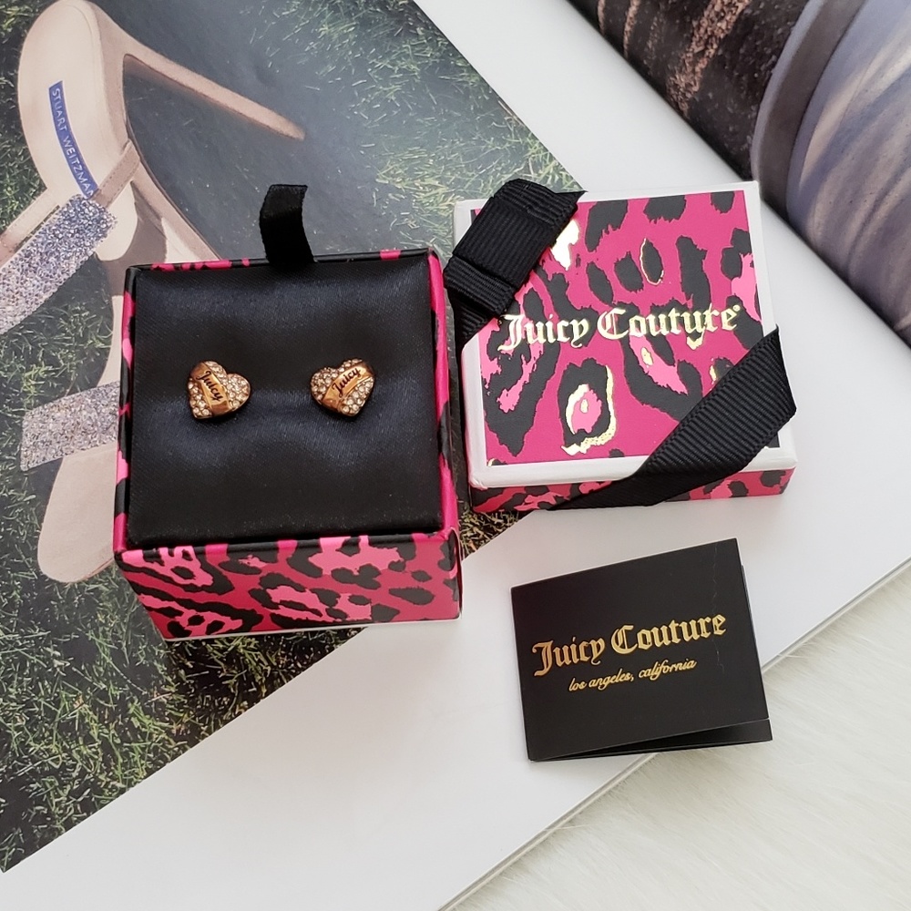 Juicy Couture Pave Heart Stud Earrings